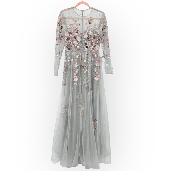 Mac Duggal Embroidered Illusion High Neck Long Sleeve A-line Gown NEW‎ $798 [6] - Picture 2 of 16